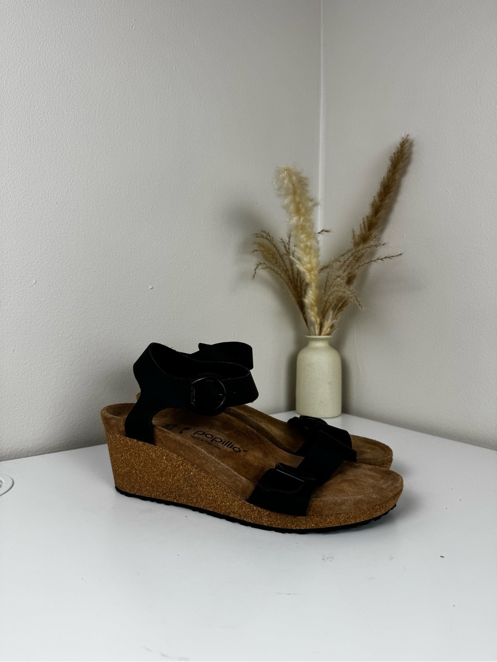 Birkenstock Papillio Women’s Black Leather Wedge Sandals